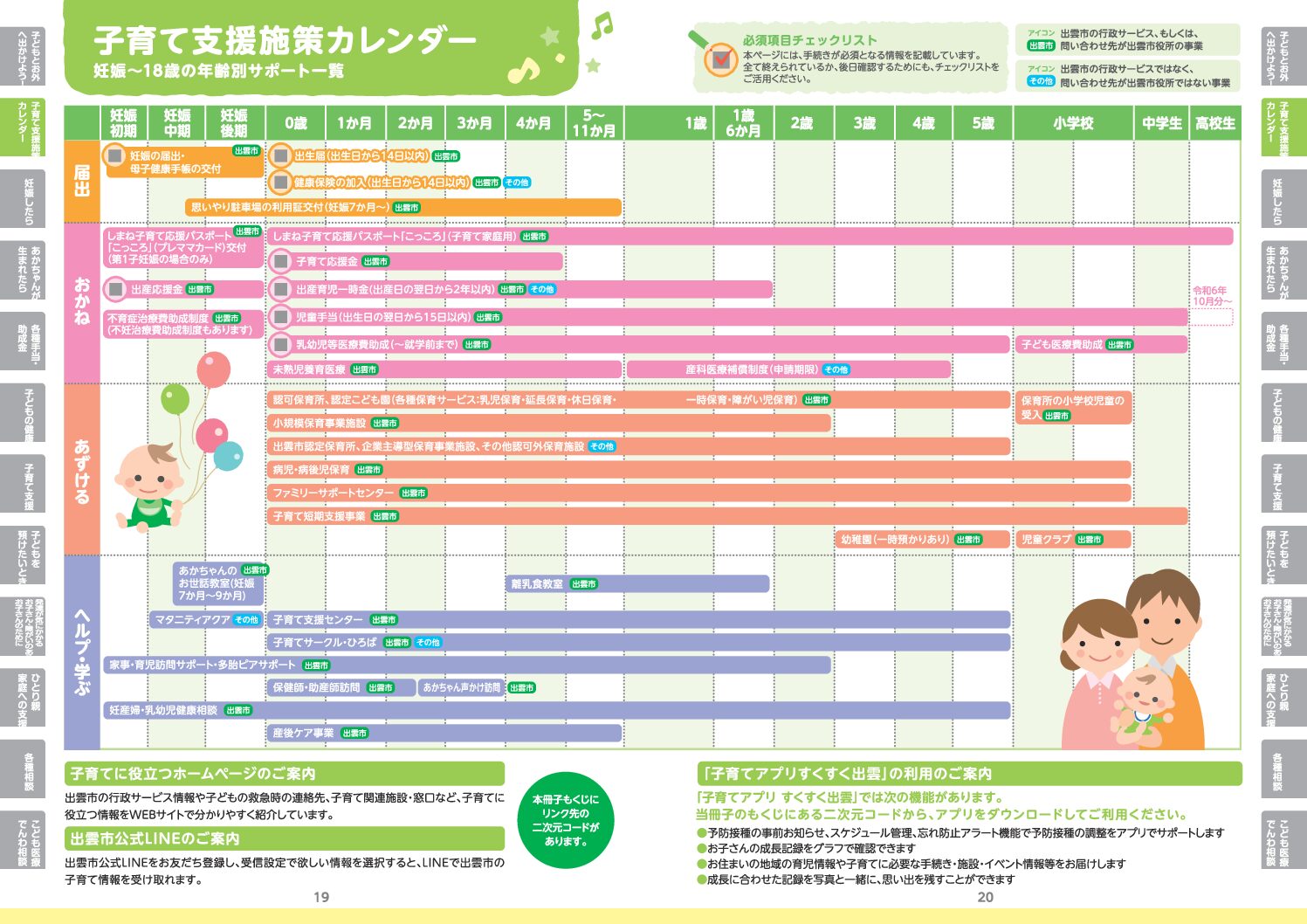 2024年度 出雲市子育て支援施策カレンダー